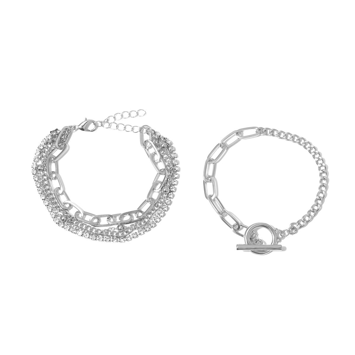 Combination multi-layer collection chain bracelet choker texture fashion set