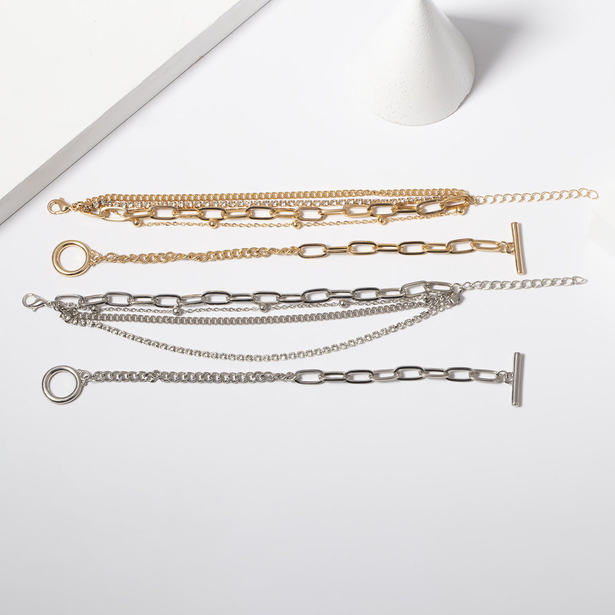 Combination multi-layer collection chain bracelet choker texture fashion set