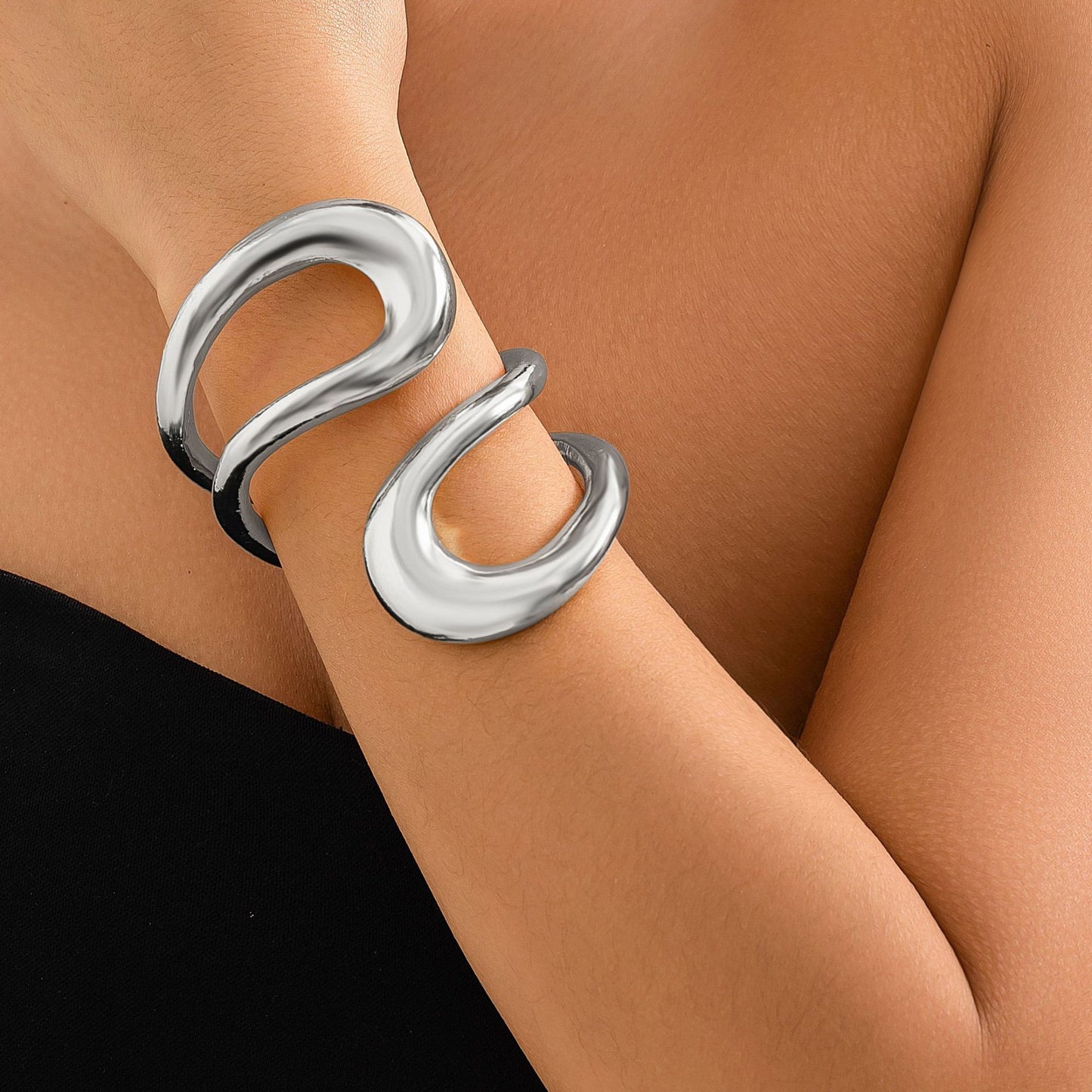14K Exaggerated twisted double-layer collar, sweet and cool style, minimalist choker bracelet