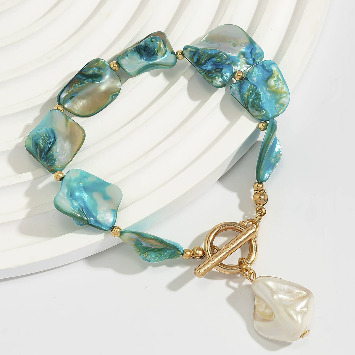 Beach vacation natural shell pearl collarbone chain ocean wind starfish versatile set bracelet