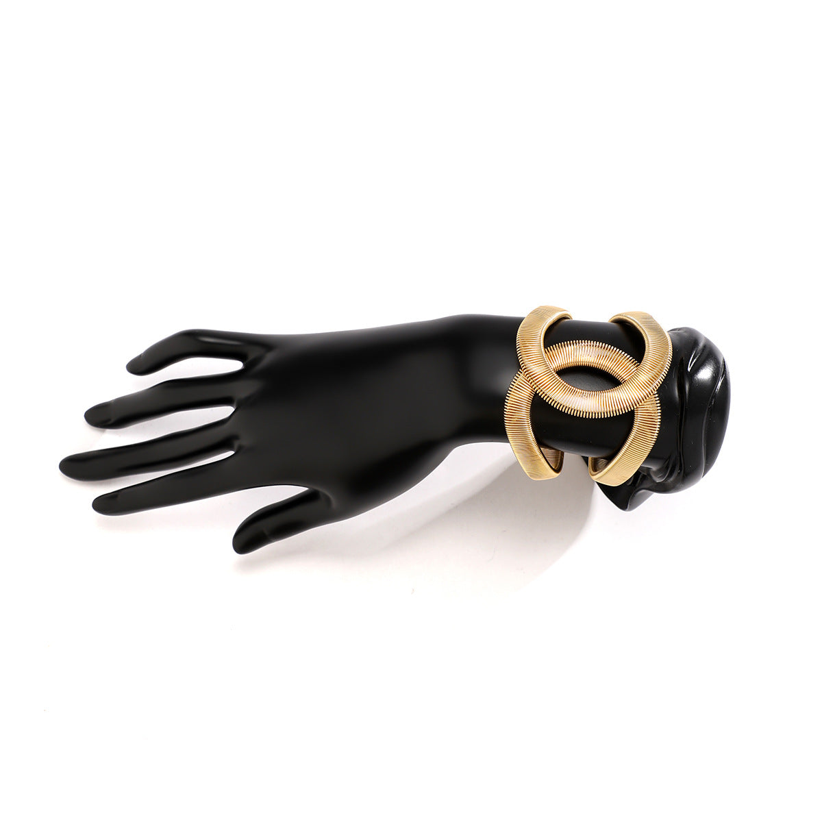 Fashionable and exaggerated metal adjustable opening bracelet with wide edge punk design, handmade accessory