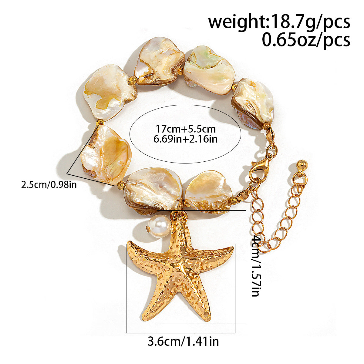Beach vacation shell starfish collarbone chain ocean wind starfish versatile set bracelet
