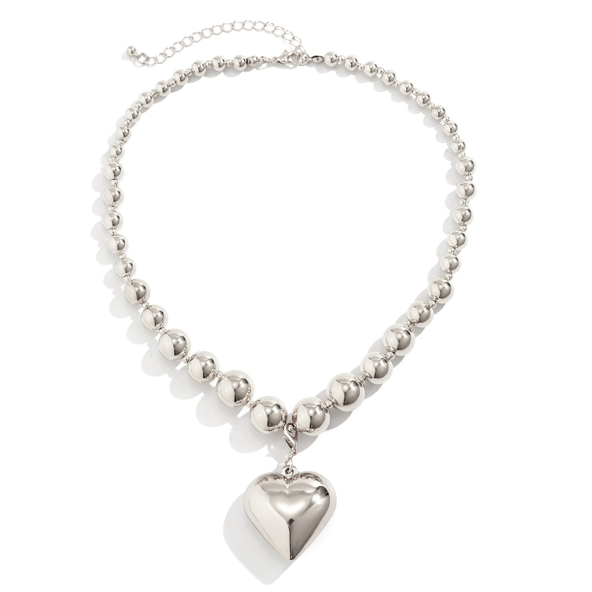 Exaggerated circular punk heart-shape choker necklace for women, hot-selling geometric bead necklace, cross-border jewelry .