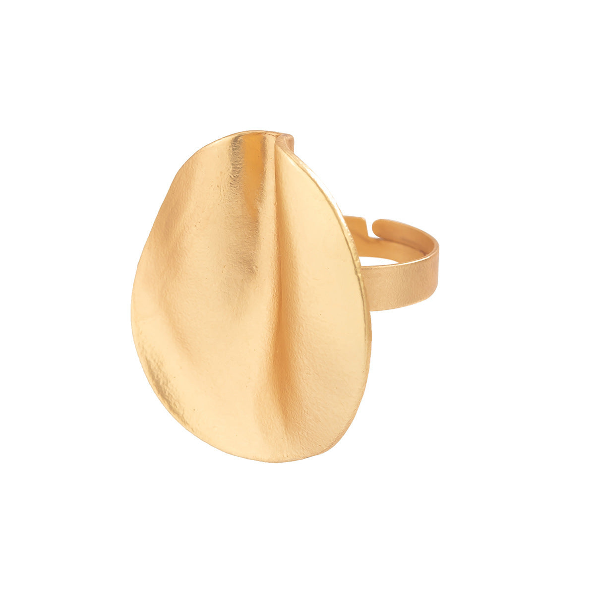 French round pleated metal ring, simple irregular hand decoration, niche flower jewelry