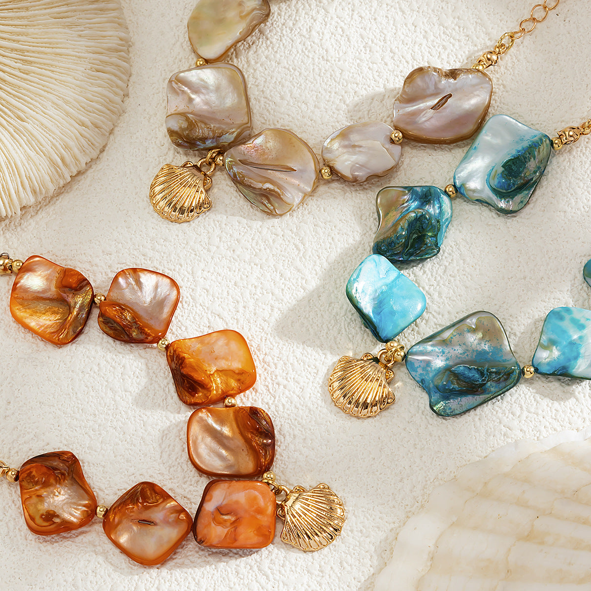 Beach vacation shell collarbone chain ocean wind starfish versatile set bracelet