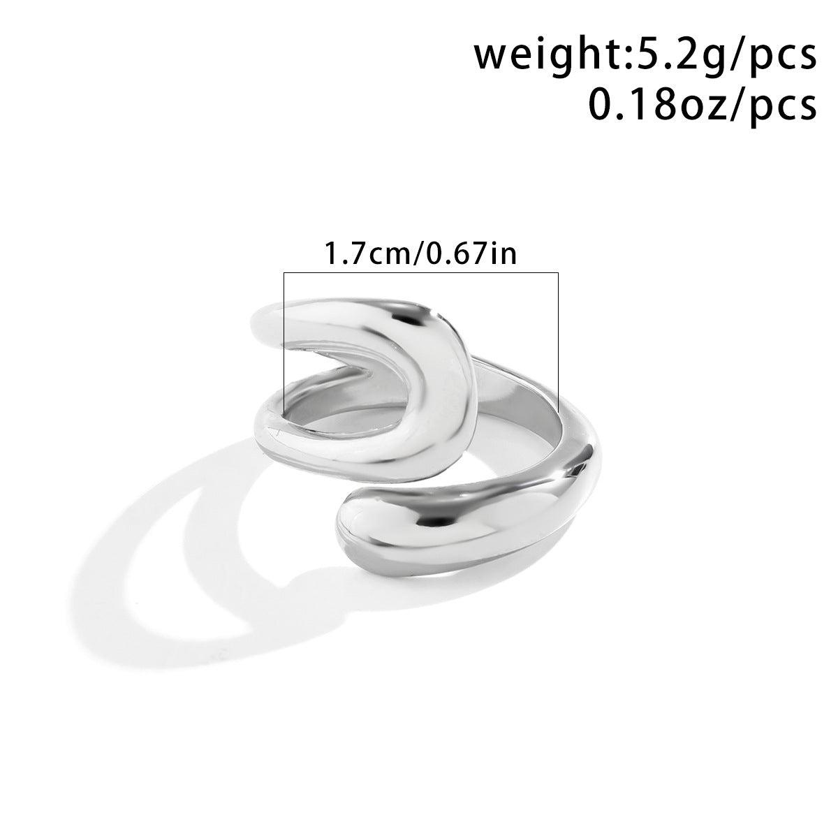 Hip hop minimalist hugging metal ring personality futuristic style geometric opening wholesale ring for women