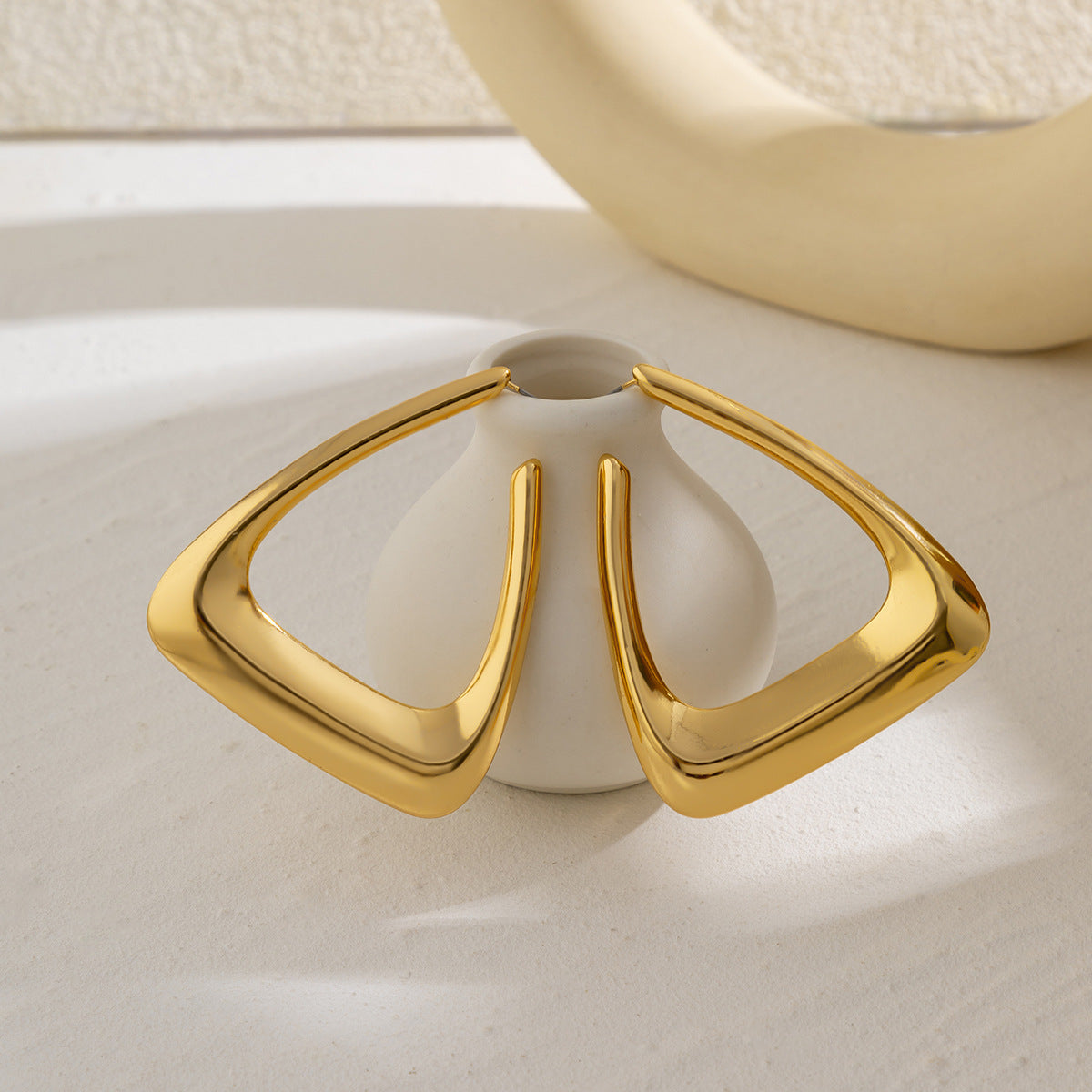 Exaggerated large water droplet earrings retro earrings punk square metal geometric earrings