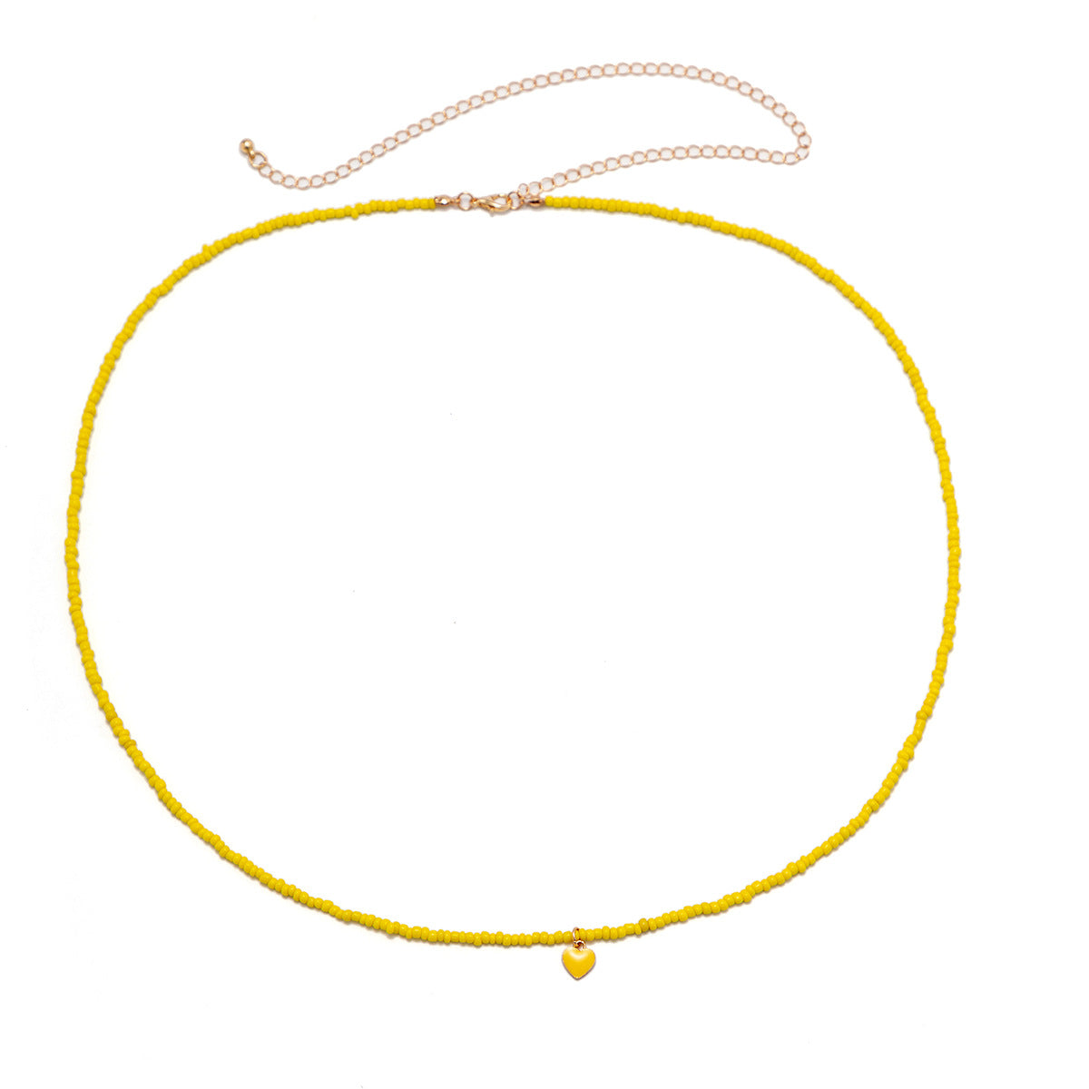 Dripping Oil Peach Heart Simple Rice Bead Handmade Necklace Geometric Stacked Bead waist chain body chain
