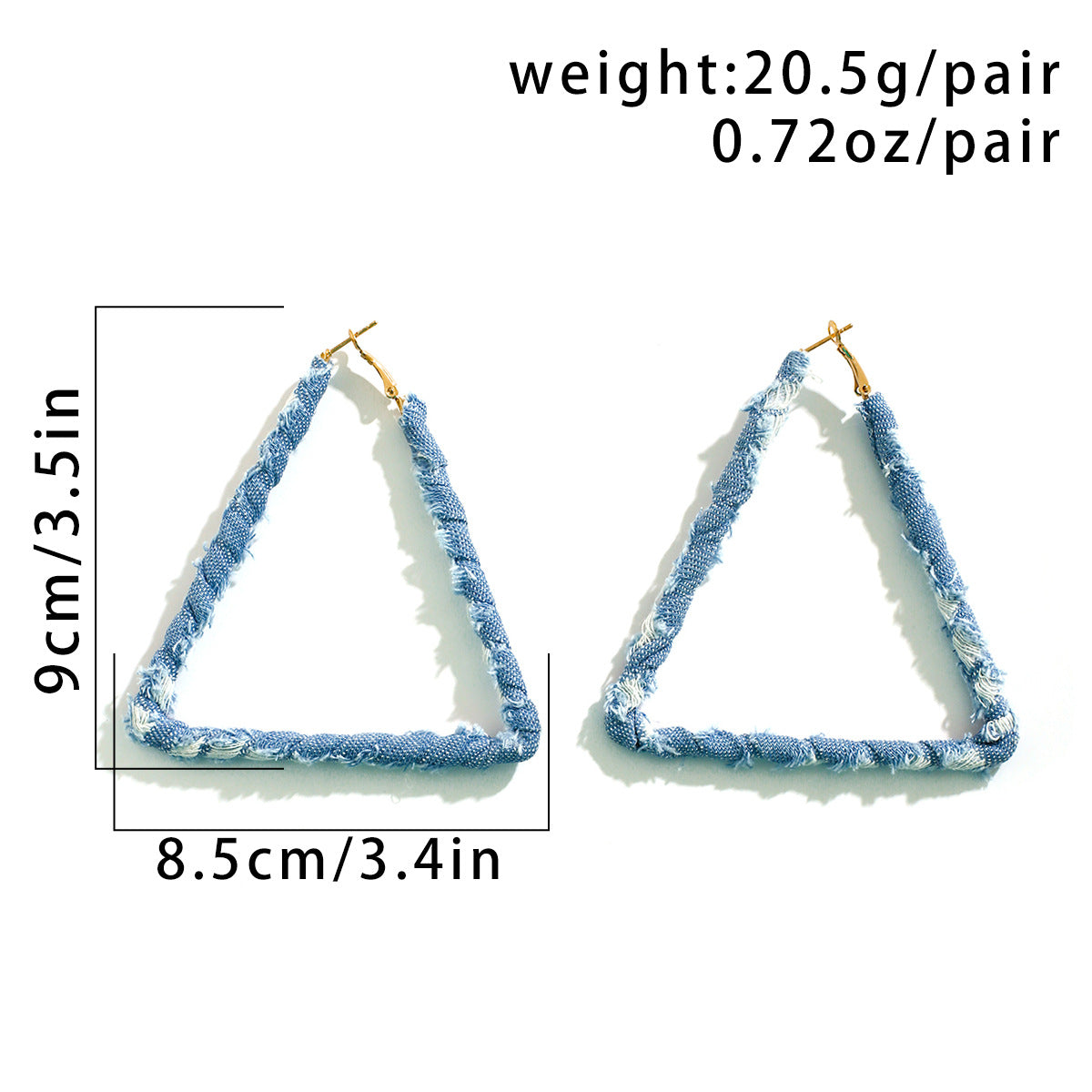 Small niche design, sweet cool denin geometric ring earrings, French temperament, simple denim earrings