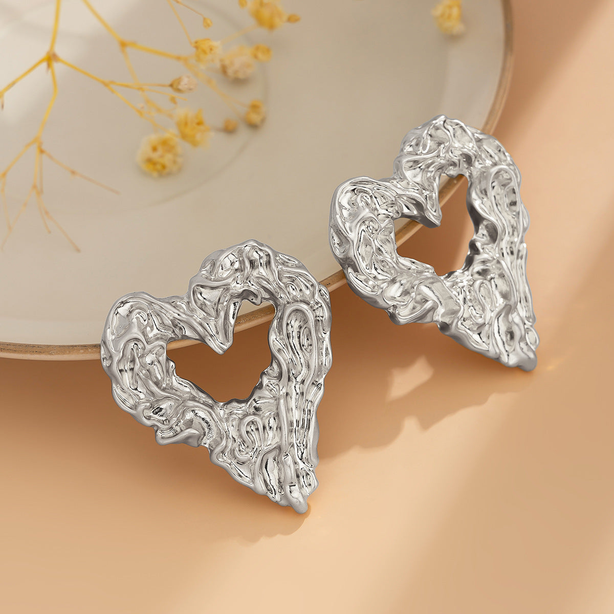 Personalized Lava heart-shaped Liquid Water Drop Earrings Business Wrinkles Irregular Geometric Earrings Earrings
