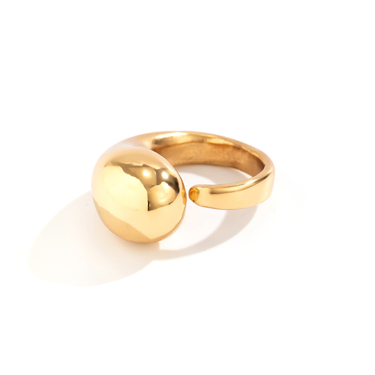 French round pleated metal ring, simple irregular hand decoration, niche flower jewelry