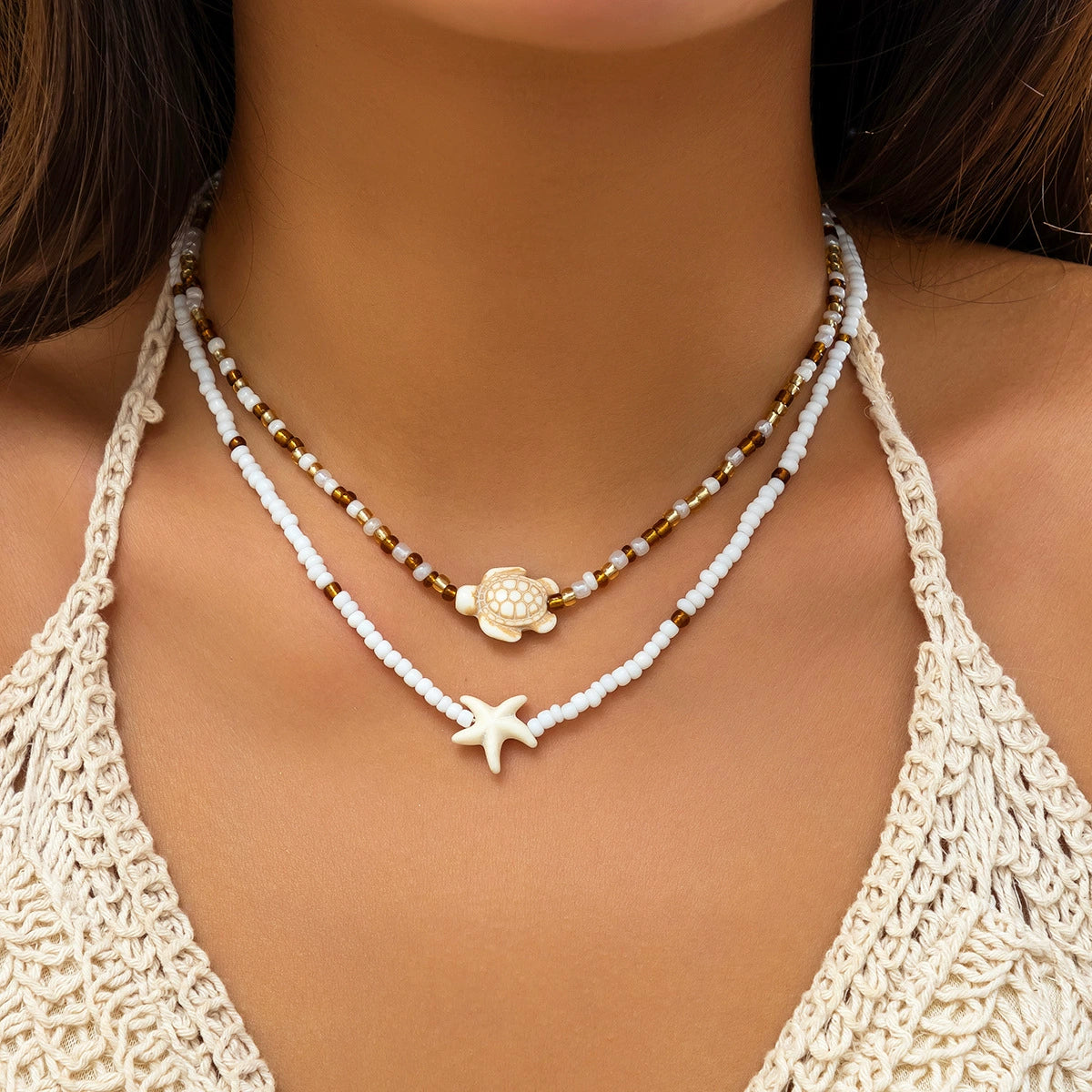 Hot selling beach and ocean accessories, versatile starfish necklaces, shell necklaces, women's accessories
