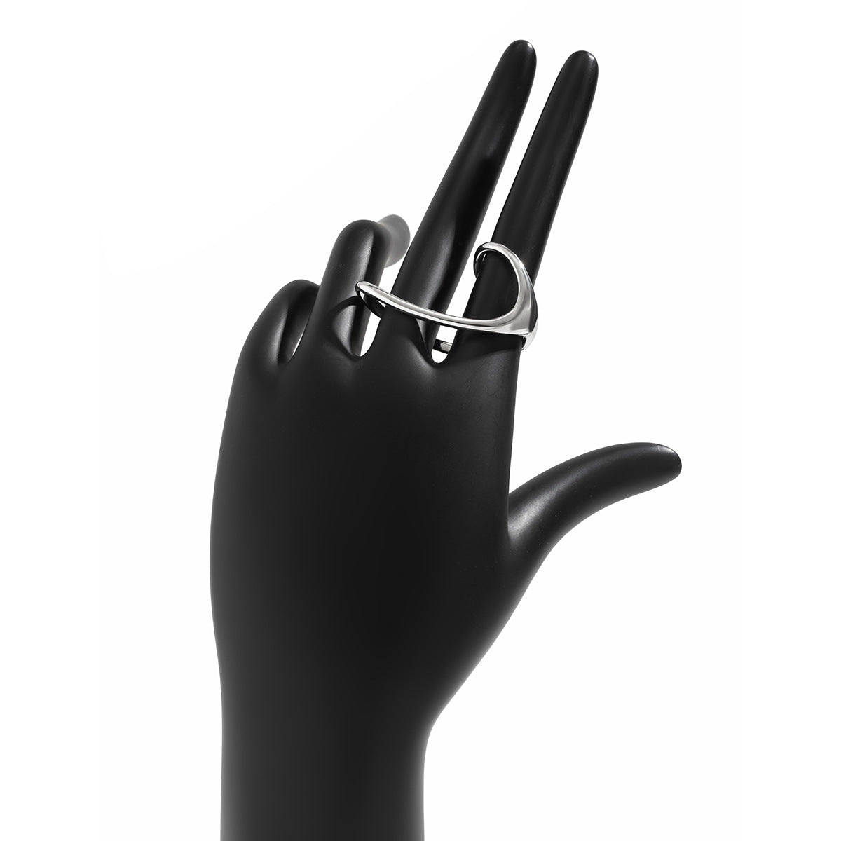 Hip hop minimalist hugging metal ring personality futuristic style geometric opening wholesale ring for women