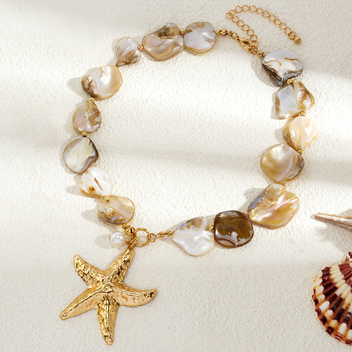 Beach vacation shell starfish collarbone chain ocean wind starfish versatile set bracelet