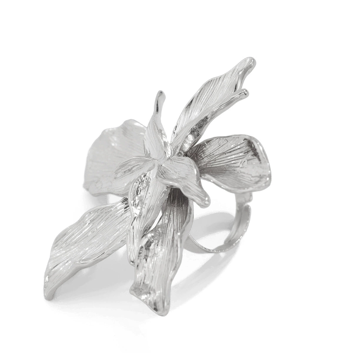 Irregular flower ring, nightclub trendy women's oval spiral pattern adjustable ring