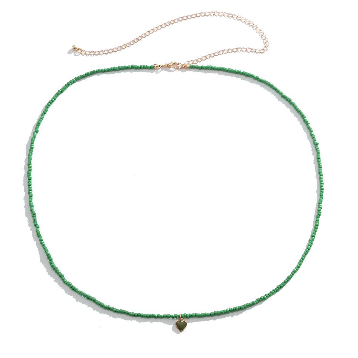 Dripping Oil Peach Heart Simple Rice Bead Handmade Necklace Geometric Stacked Bead waist chain body chain