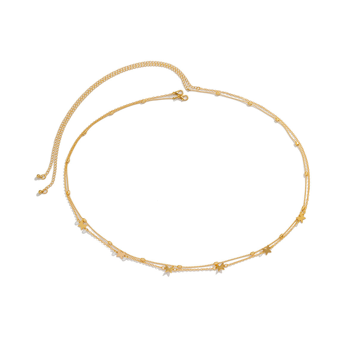 Minimally designed double layered snake bone chain, women's body chain, vacation style tassel waist chain