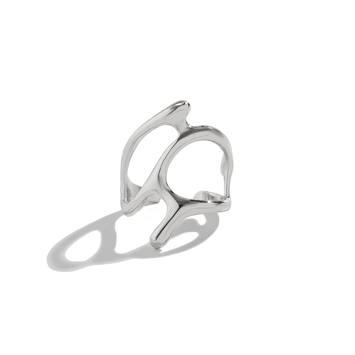 Hip hop minimalist hugging metal ring personality futuristic style geometric opening wholesale ring for women