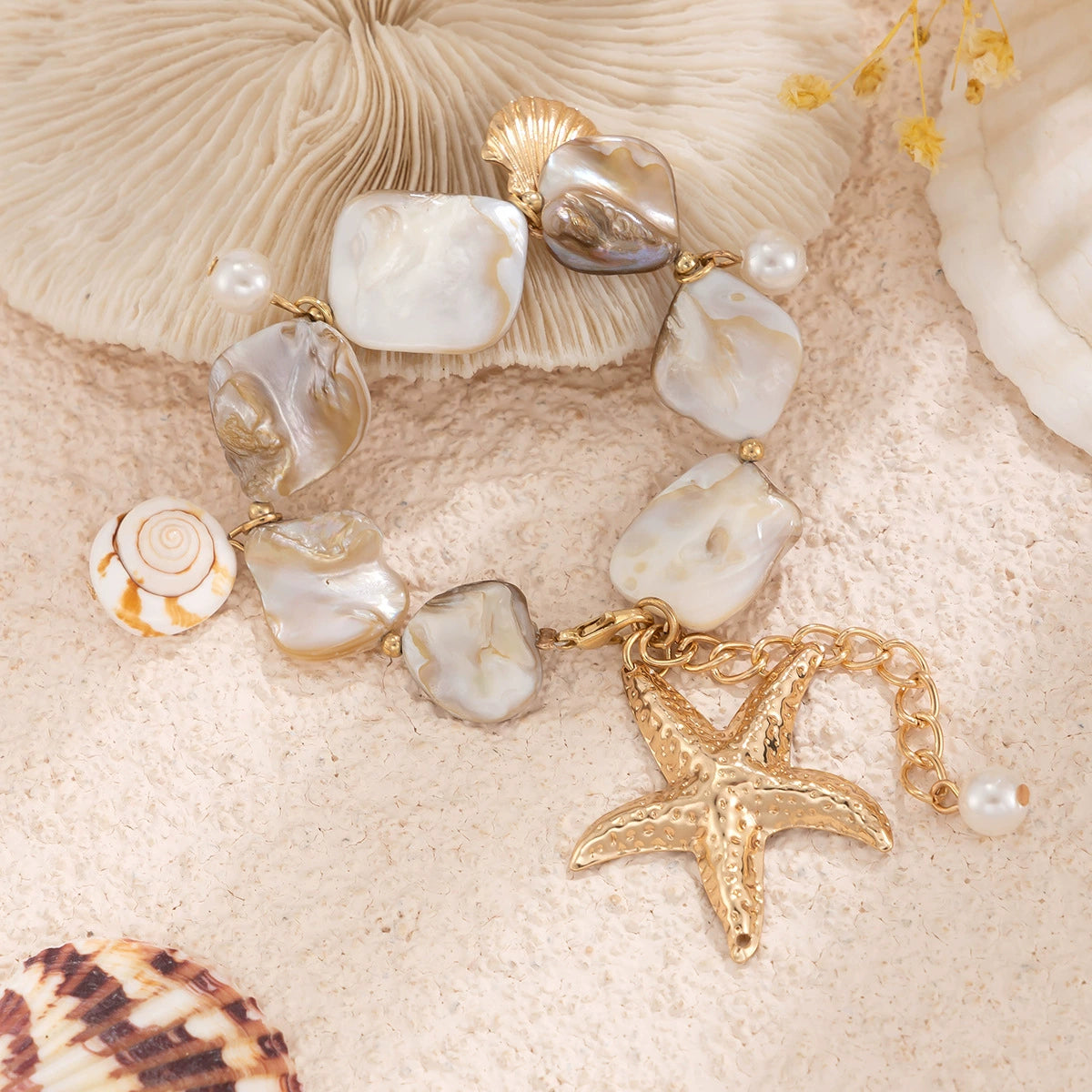 Beach vacation shell starfish collarbone chain ocean wind starfish versatile set bracelet