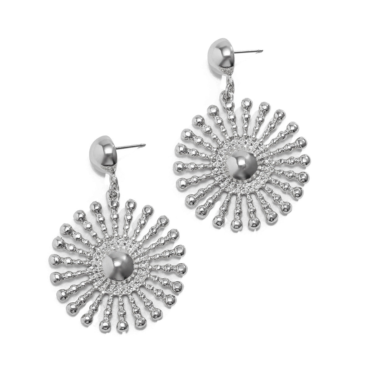 14K Ins personalized pleated hollow peach heart earrings with diverse combinations of sunflower alloy earrings