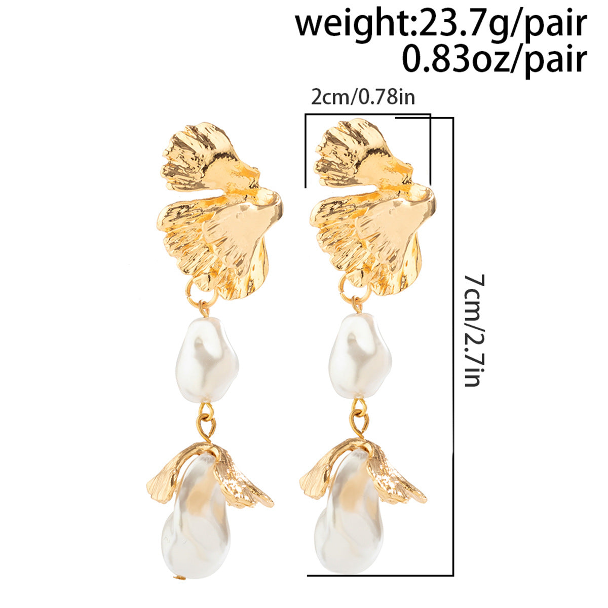 Personalized liquid fluid metal lotus leaf earrings, niche and cool style, pleated shell earrings