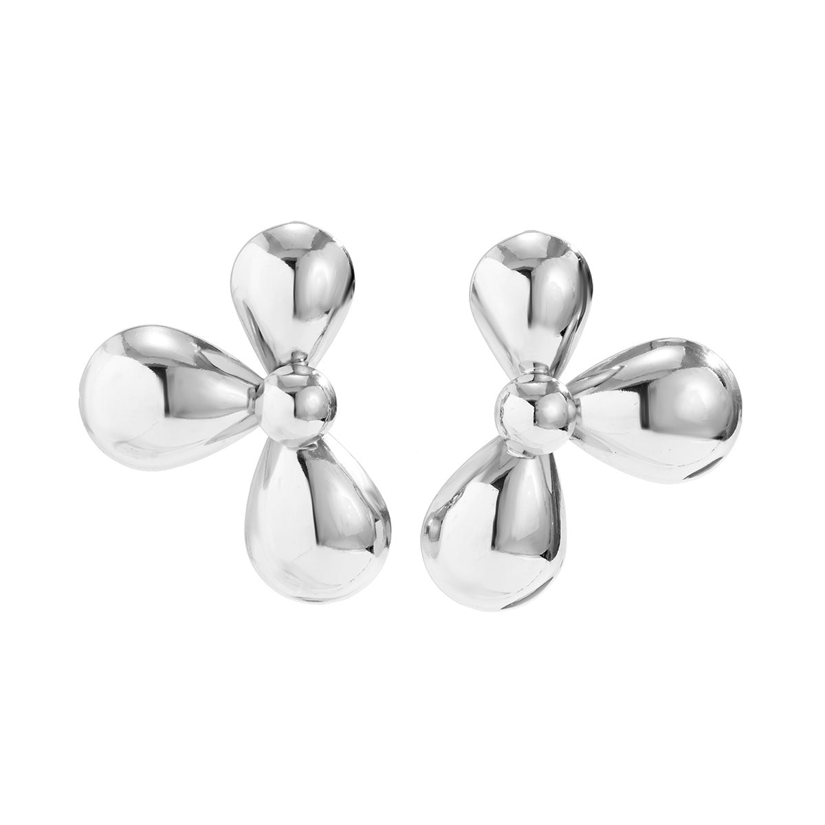 Exaggerated French geometric fashion round flower metal earrings with simple irregular texture earrings, niche