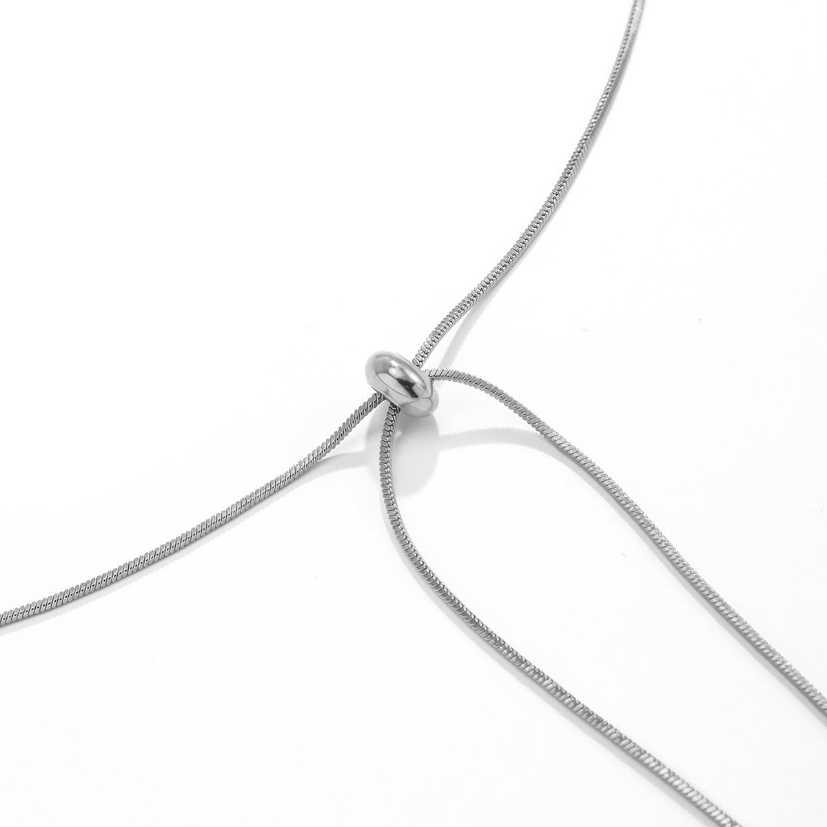 Simple and versatile long tassel necklace with fashionable adjustable metal square snake bone chain