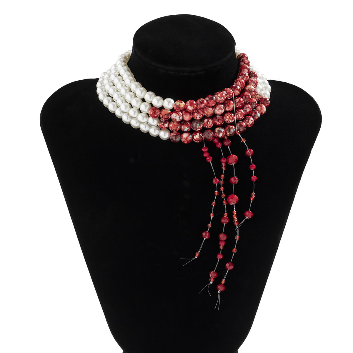 Sweet and Cool Gothic Blood Drop Tassel Collar Necklace Halloween Personalized Bead Choker