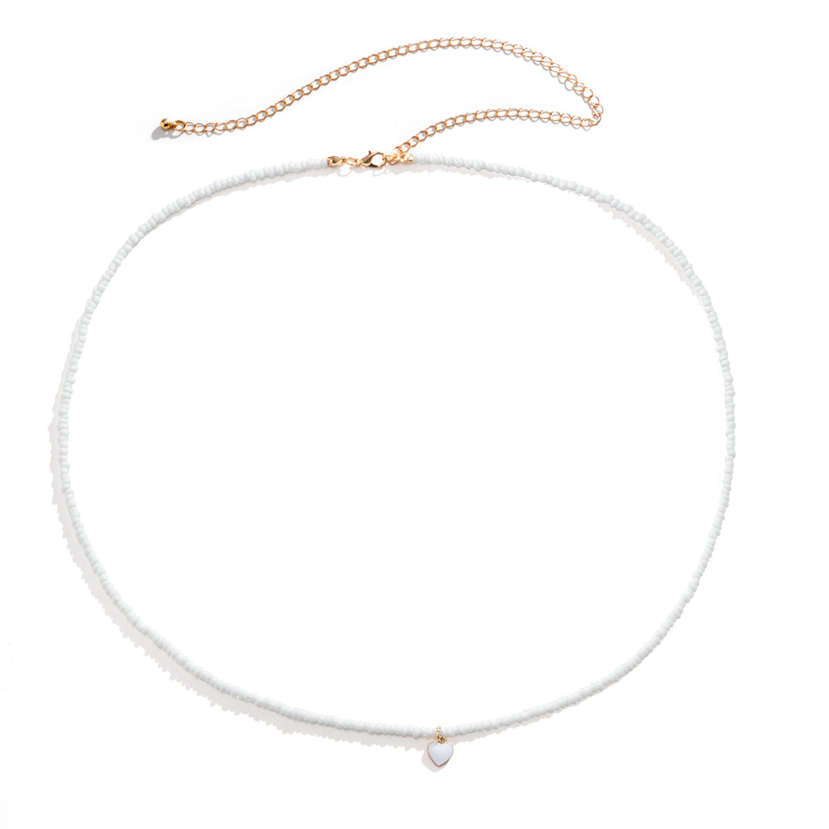 Dripping Oil Peach Heart Simple Rice Bead Handmade Necklace Geometric Stacked Bead waist chain body chain