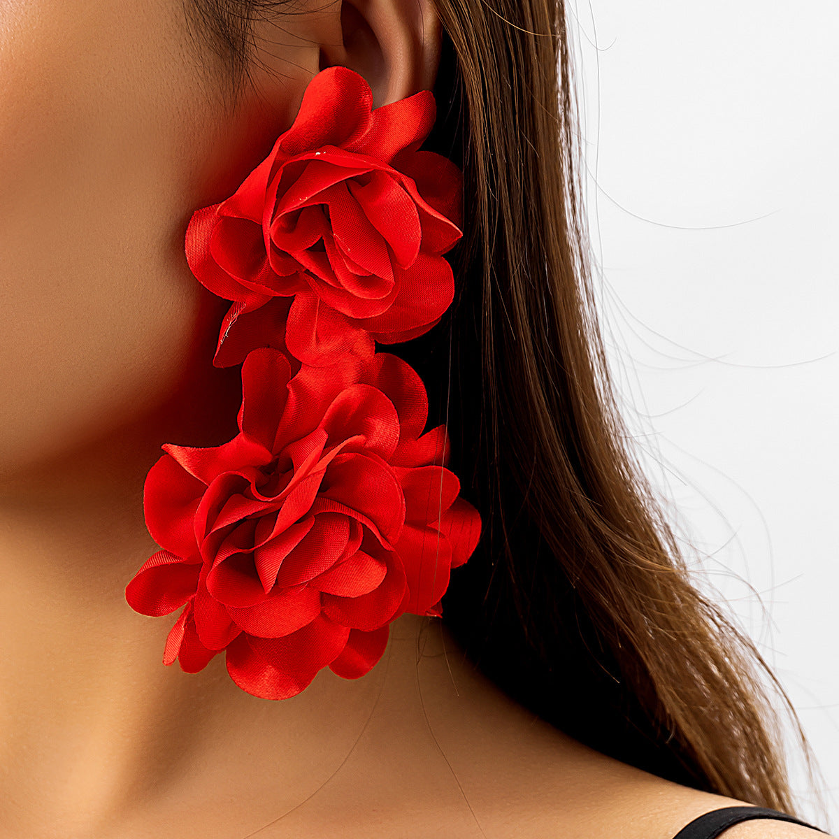 Colorful tassel flower single ear clip elf without ear hole flower simple ear hook earring