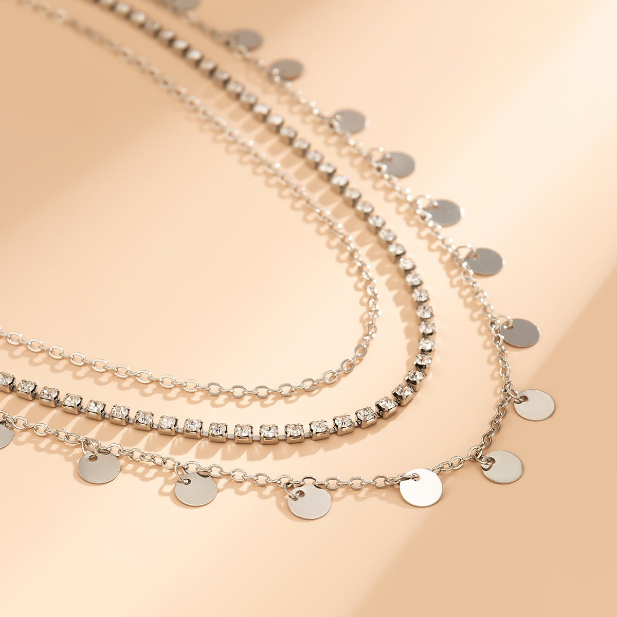 Sexy multi-layer tassel sequin silver chain waist chain street snap trendy beach rhinestone heart thin body chain
