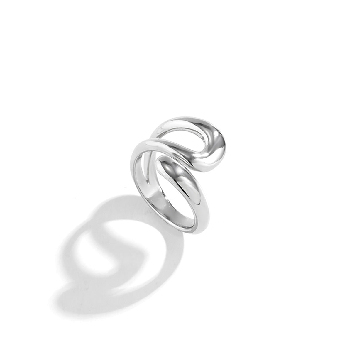 Hip hop minimalist hugging metal ring personality futuristic style geometric opening wholesale ring for women