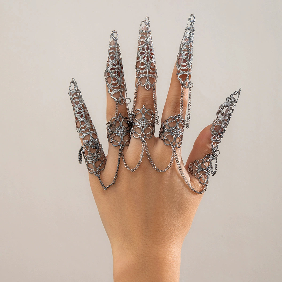 Halloween Gothic style ghost finger bracelet punk tapered nail chain ring bracelet