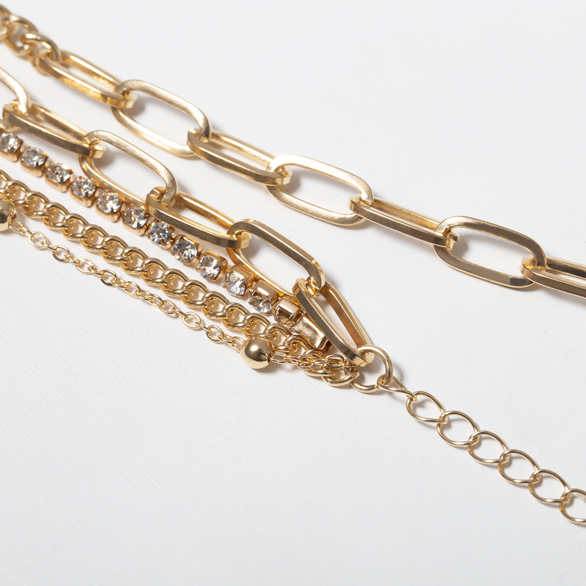 Luxury Layered Gold Necklace Set for Women – 5-Piece Mixed Chain Statement Jewelry with T-Bar Clasp collection chain necklace choker set