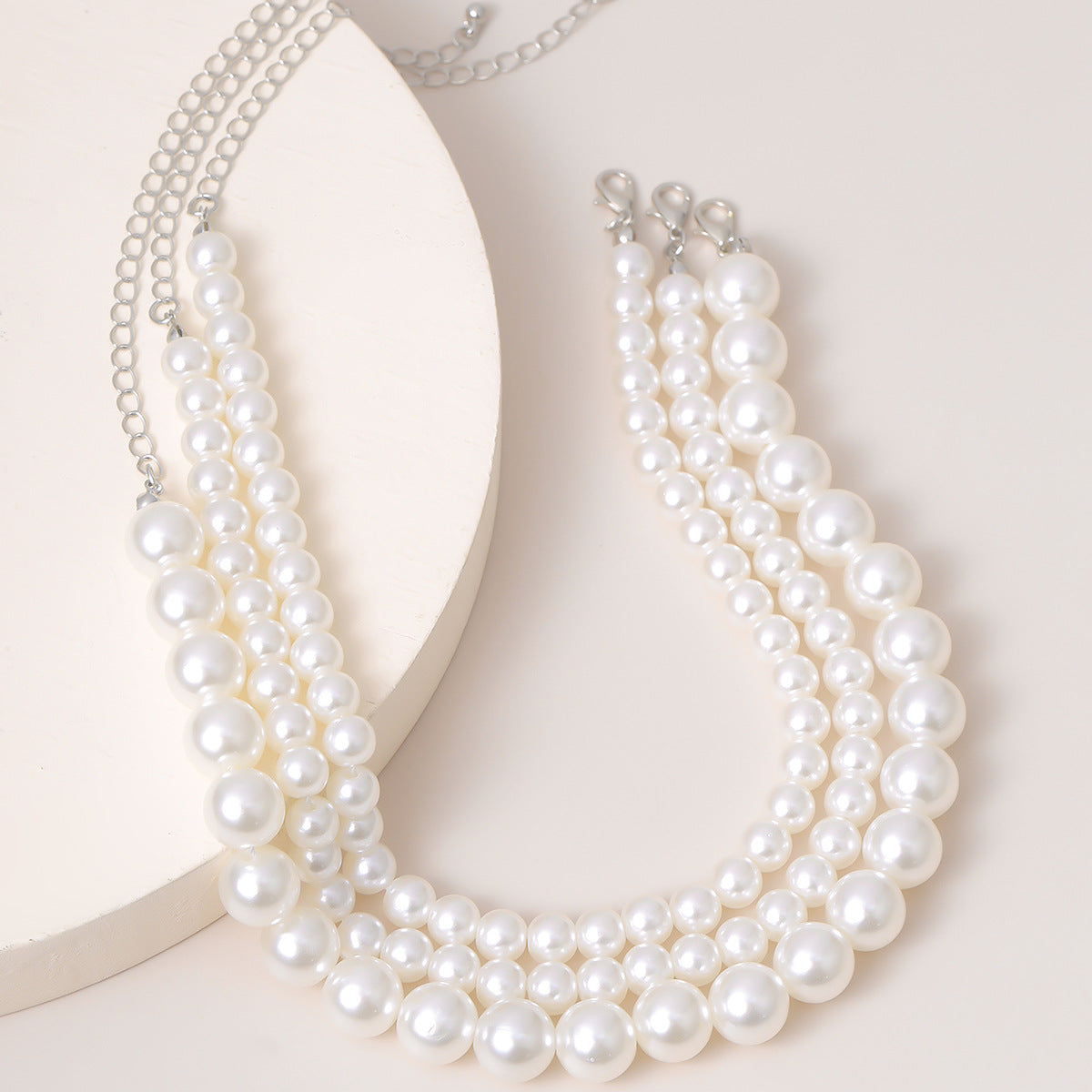 Bohemian style multi-layered necklaces, popular street photography, pearl necklaces