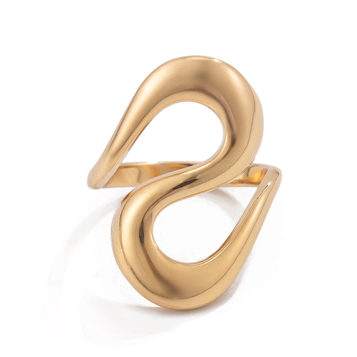Irregular Water Drop Open Ring Fashion Texture Flower Pearl Ring
