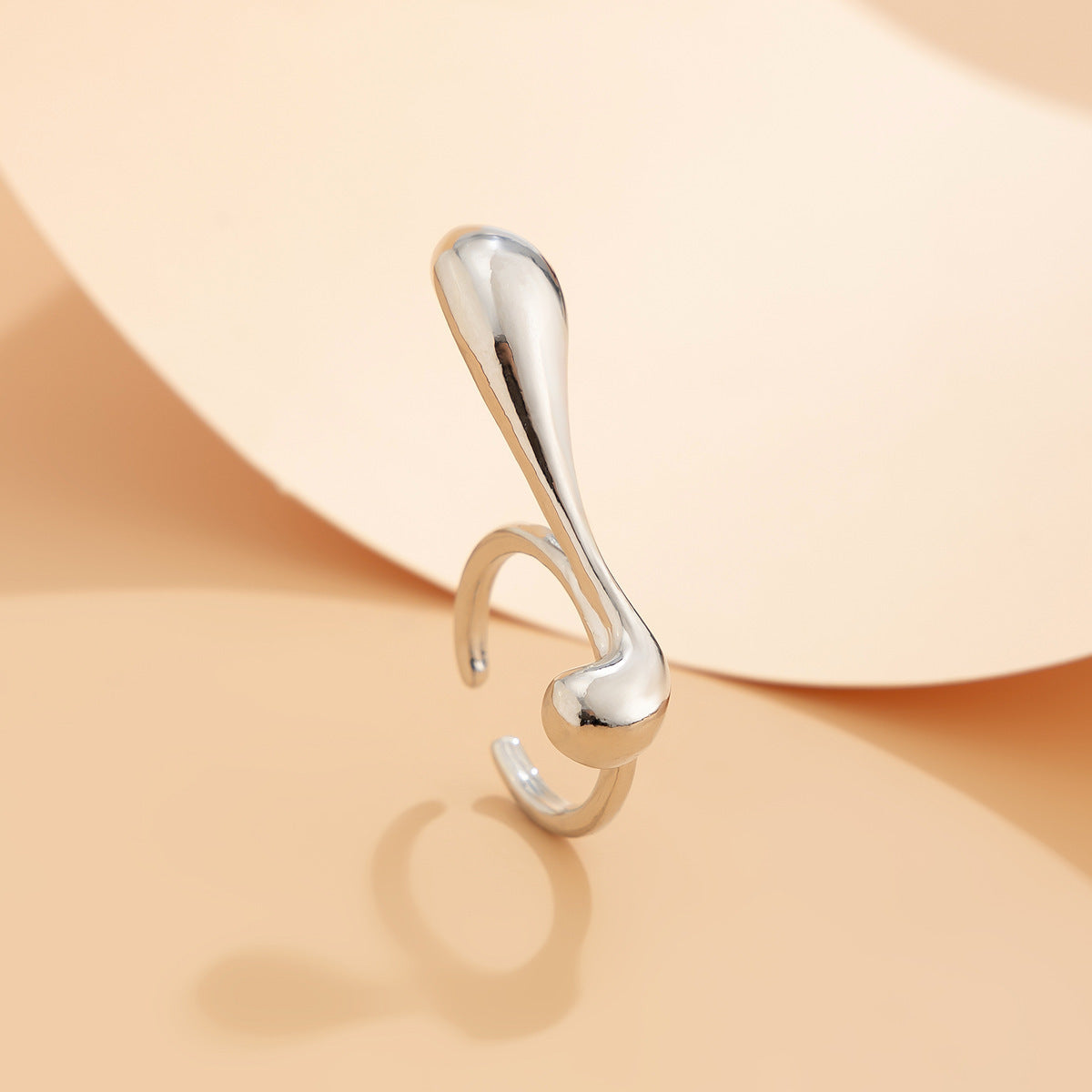 Irregular Water Drop Open Ring Fashion Texture Flower Pearl Ring