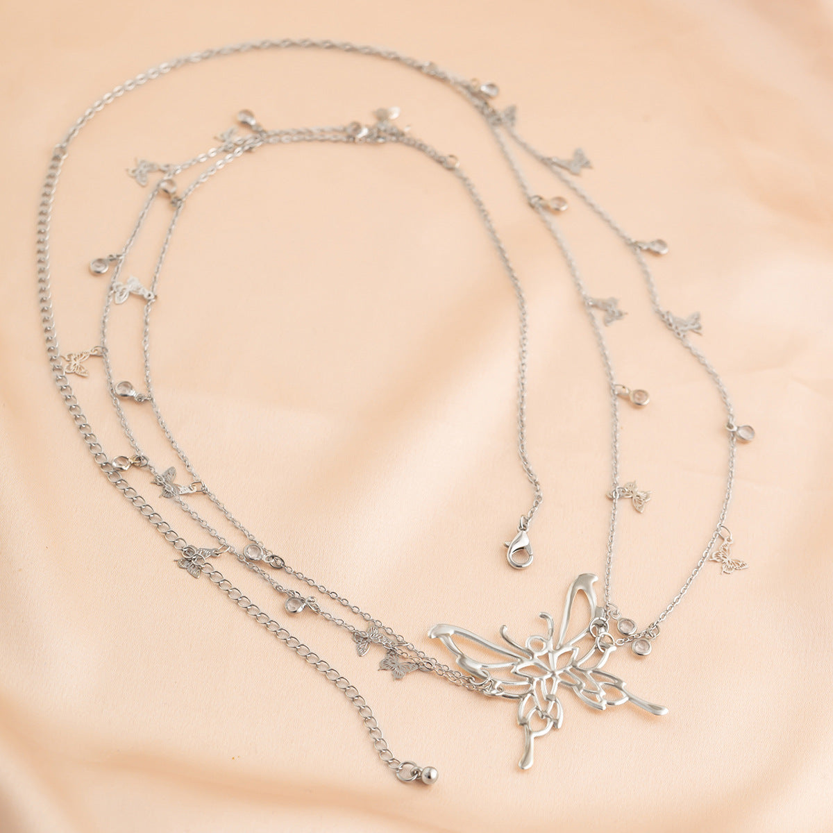 Sweet, Cool, Spicy Girl, Stylish, Su Butterfly Pendant, Double layered Waist Chain, Ladies' Sexy Street Photography, European and American Single Loop Metal Body waist Chain