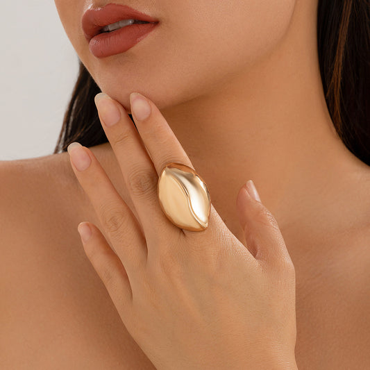 Irregular Water Drop Open Ring Fashion Texture Flower Pearl Ring