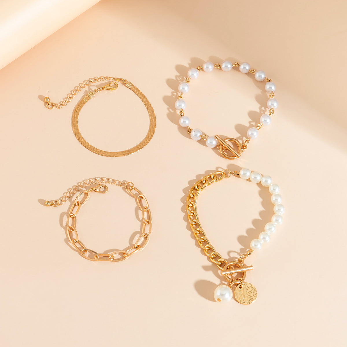Exaggerated pearl temperament adjustable choker versatile collarbone chain multi-layer bead bracelet set for women