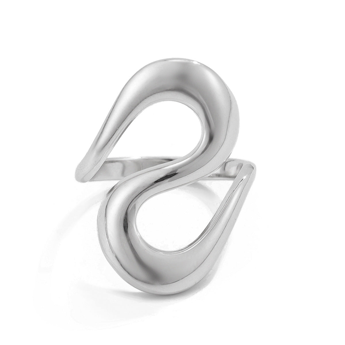 Irregular Water Drop Open Ring Fashion Texture Flower Pearl Ring