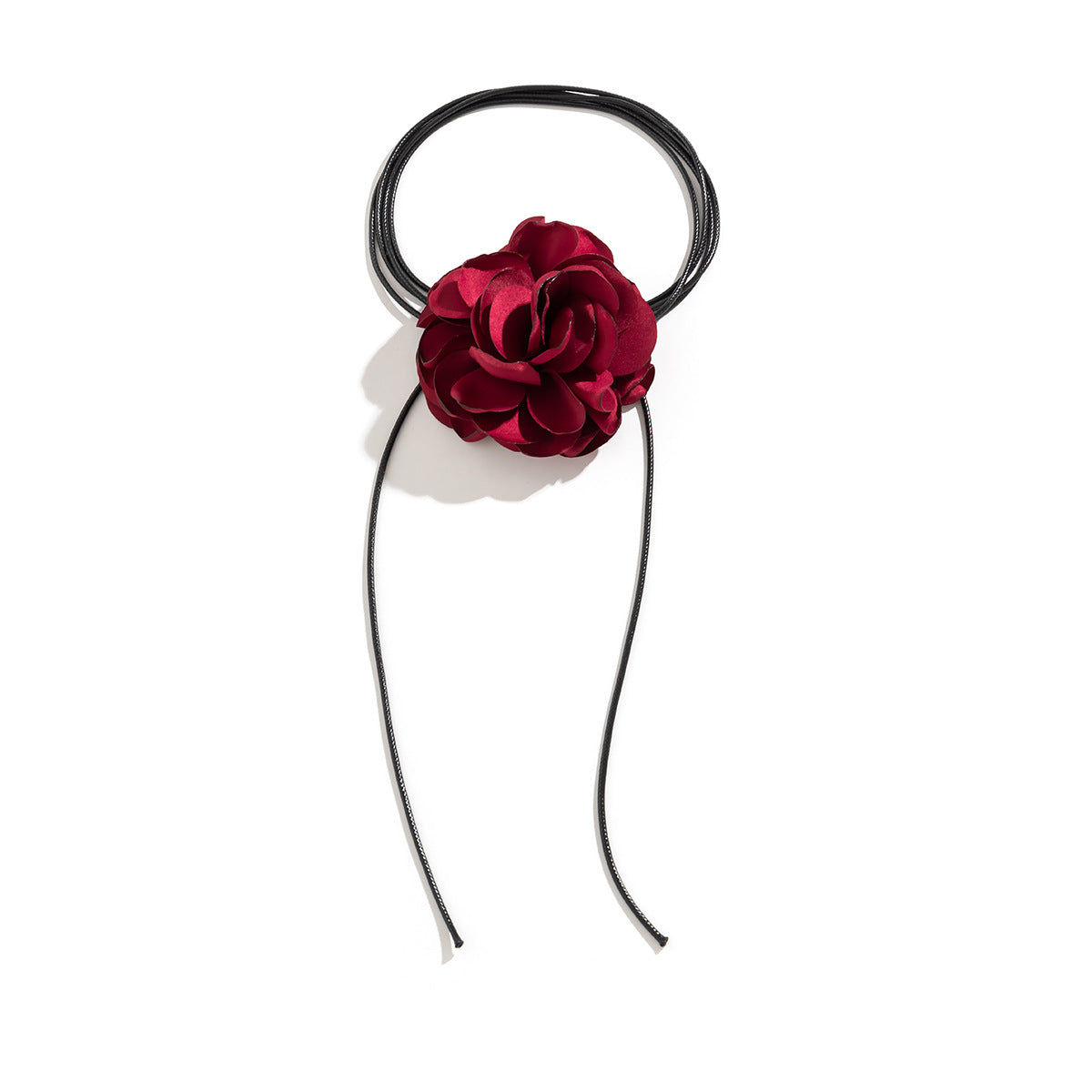 Retro Pulling Choker Fabric Flower Collar Simple Wax Thread Ribbon Tassel Necklace (Style 5708)