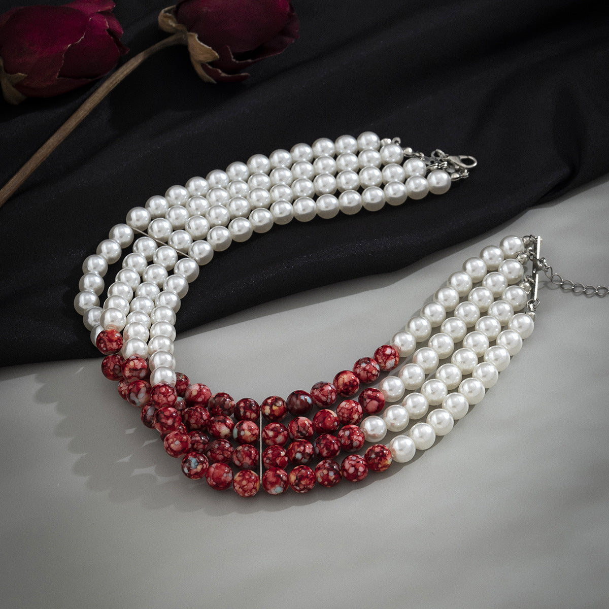 Sweet and Cool Gothic Blood Drop Tassel Collar Necklace Halloween Personalized Bead Choker