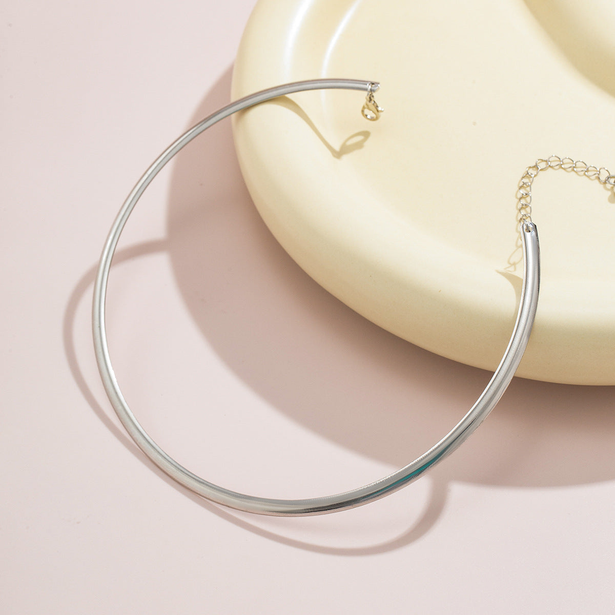 Punk smooth circular ring cool style collar collarbone chain niche minimalist choker necklace