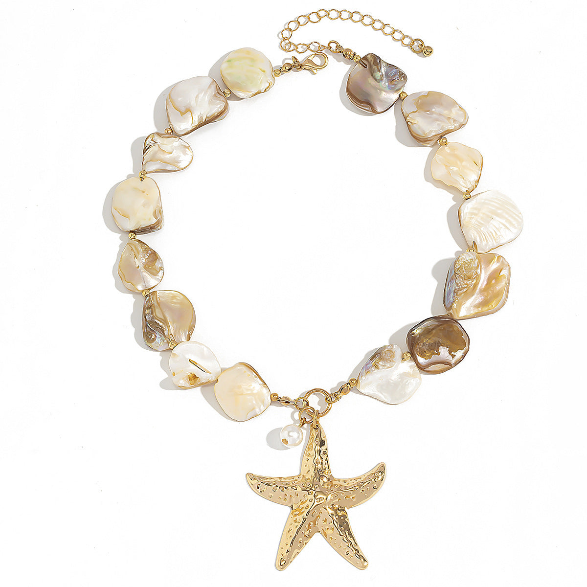 Beach vacation natural shell starfish collarbone chain ocean wind starfish versatile set necklace