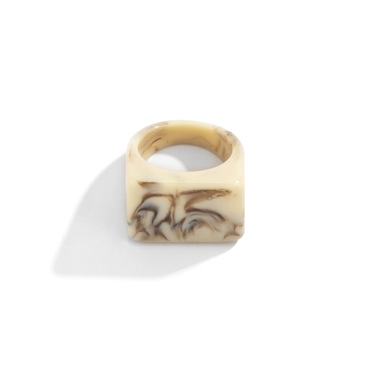 Creative Geometric Colored Square Wide Edge Ring, Simple and Fashionable Colored cute Resin Solid Ring