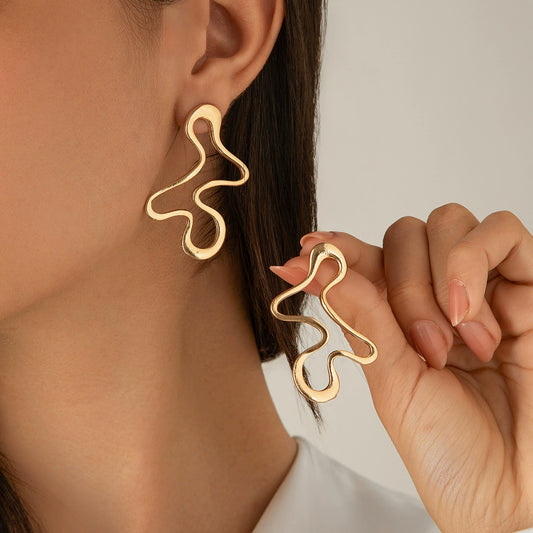 14K Personalized Lava Love Liquid Water Drop Earrings Business Wrinkles Irregular Geometric Earrings Earrings