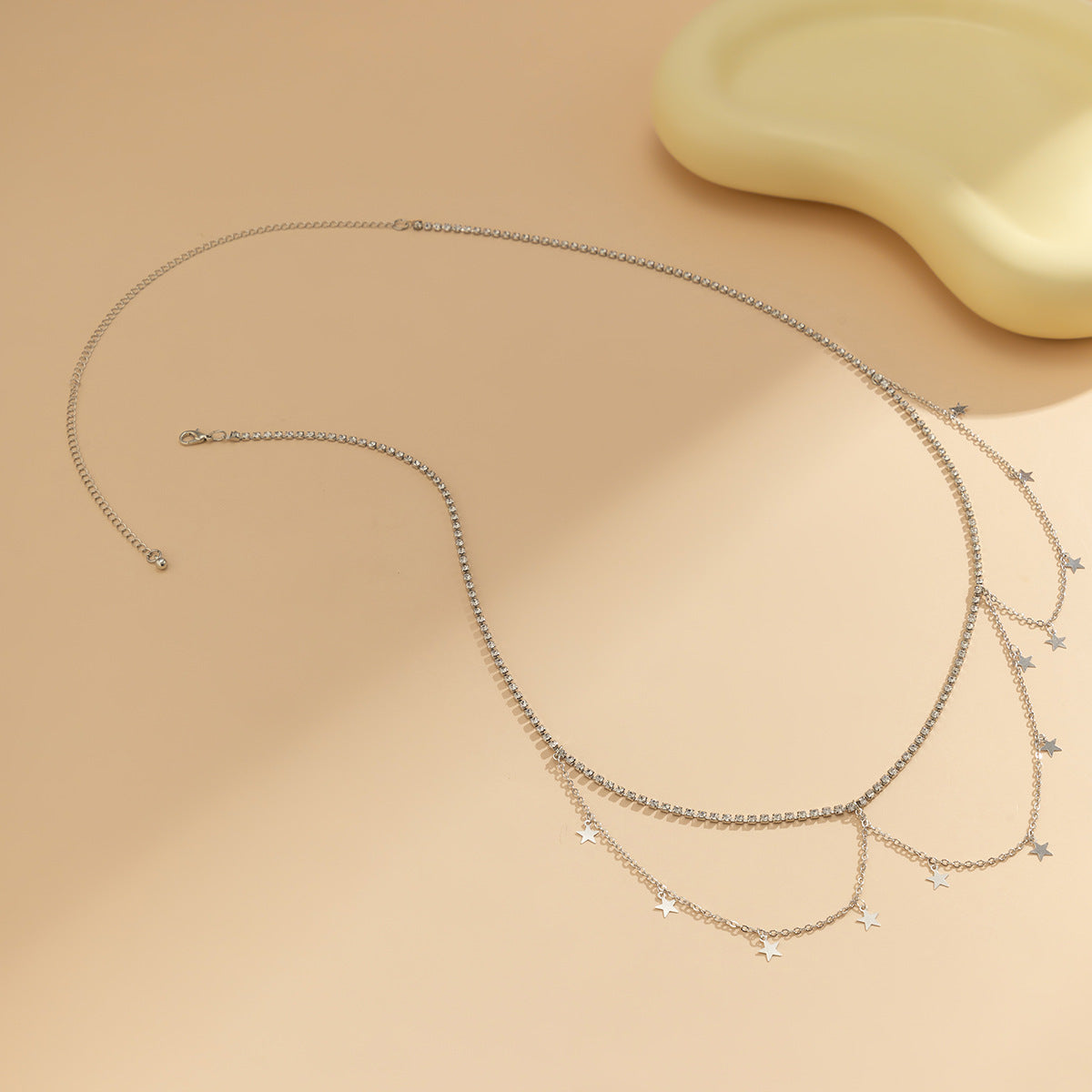 Minimally designed double layered snake bone chain, women's body chain, vacation style metal cross, tassel waist chain