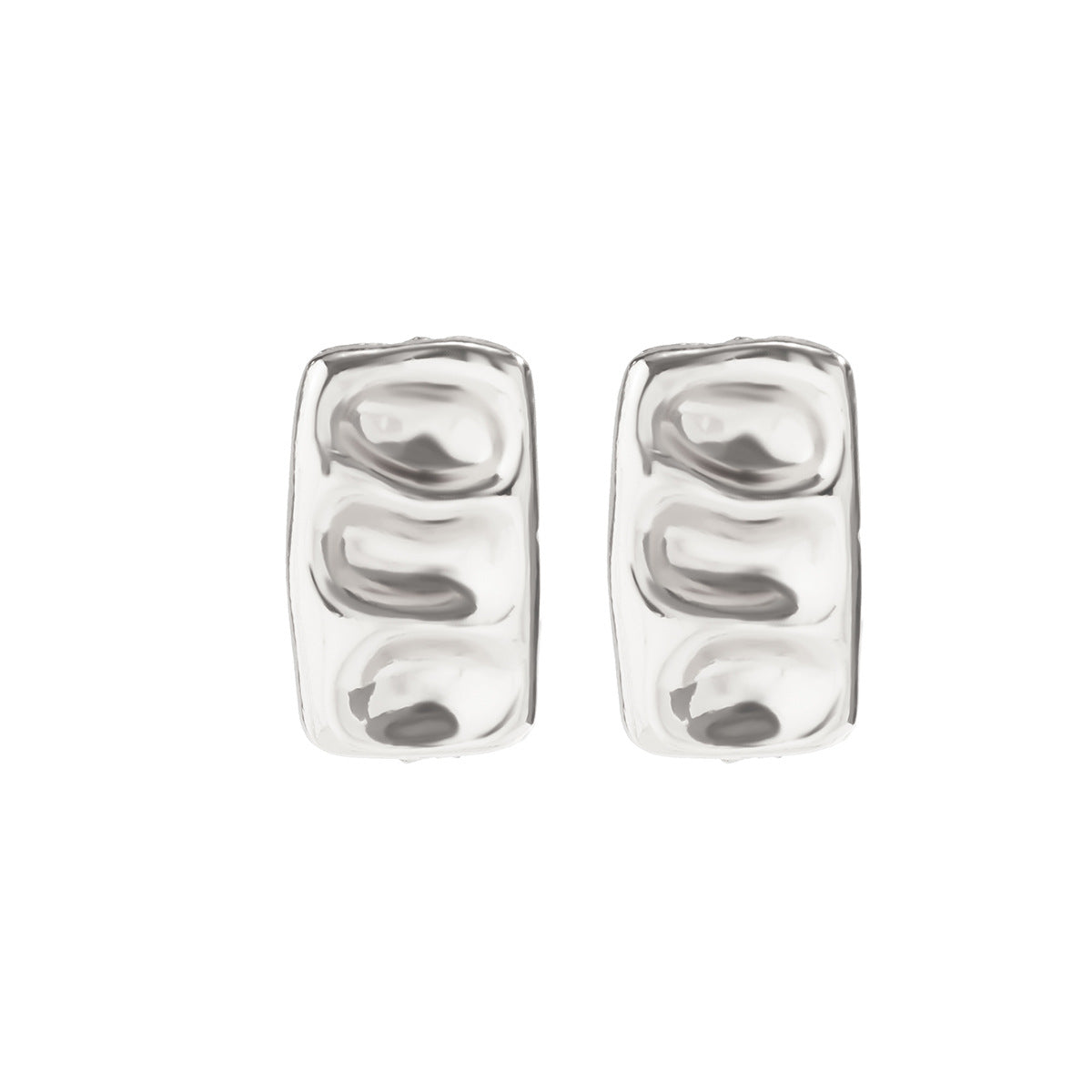 Exaggerated French geometric fashion round metal earrings with simple irregular texture earrings, niche