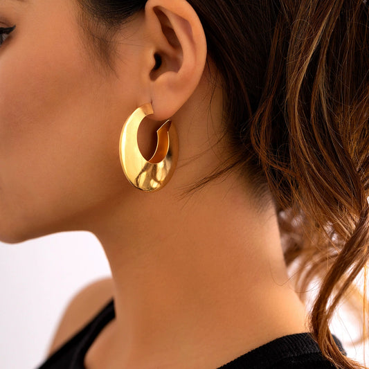 Exaggerated large water droplet earrings retro earrings punk square metal geometric earrings